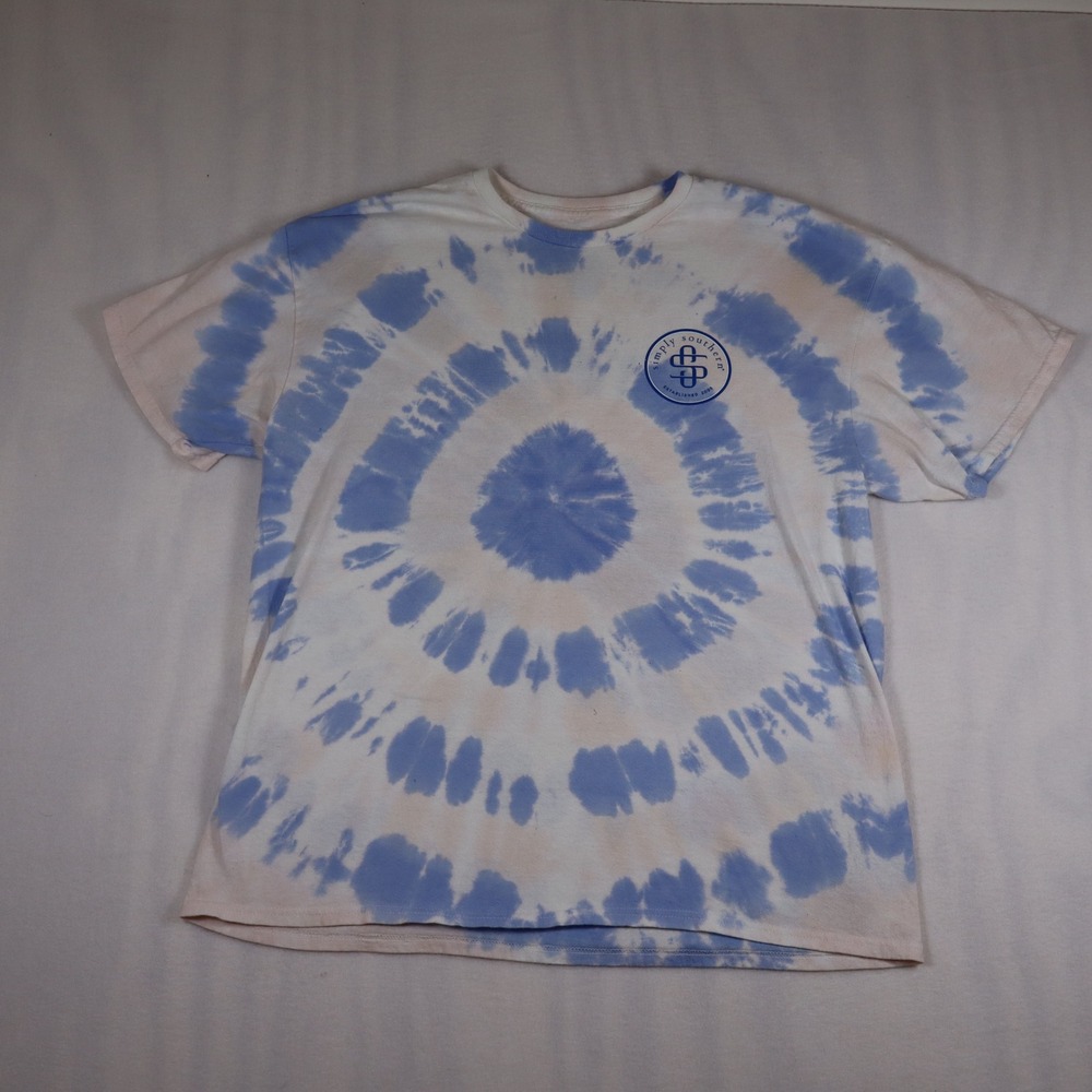 Simply Southern Tie Dye T-Shirt Size XL Blue White Preppy Beach Coastal‎ casual